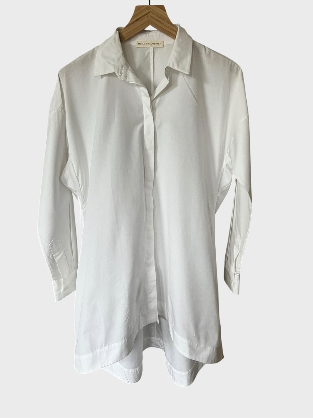 Mona Thalheimer 100% cotton White Button-Front Longline Shirt